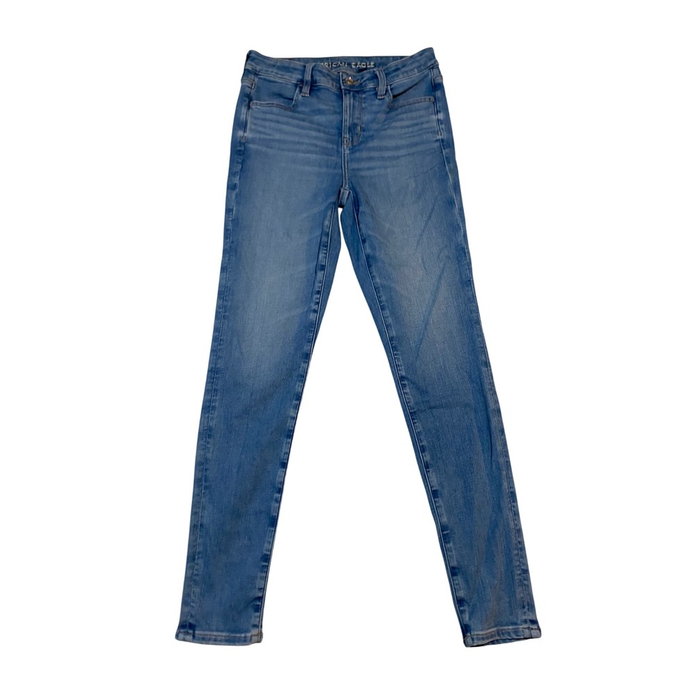 American Eagle High Rise Jegging Next Level Stretch Blue Denim Jeans Size 4 Reg